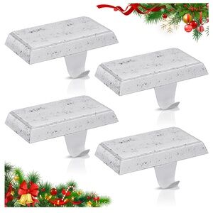Christmas Holiday Stocking Holders -Stainless Steel WHITE (4-pack)
